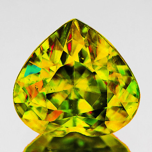6.00 mm Heart  Cut Excellent Rainbow Flash Natural Intense Yellow Sphene { Flawless-VVS }--AAA Grade
