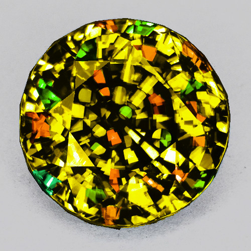 6.70 mm { 1.56 cts } Round Excellent Rainbow Flash Intense Yellow Sphene Natural { Flawless-VVS }--AAA Grade