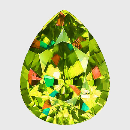7x5.5 mm { 1.08 cts } Pear Excellent Rainbow Flash Natural Green Yellow Sphene { Flawless-VVS }--AAA Grade
