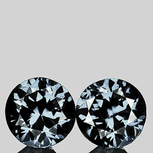4.50 mm 2 pcs { 0.76 cts} Round Brilliant Cut Best AAA Fire Natural Titanium Spinel {Flawless-VVS}--AAA Grade