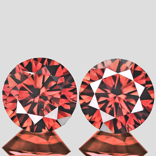 3.80 mm 2 pcs Round Brilliant Cut Best AAA Fire Natural Padparadscha Orange Spinel {Flawless-VVS}
