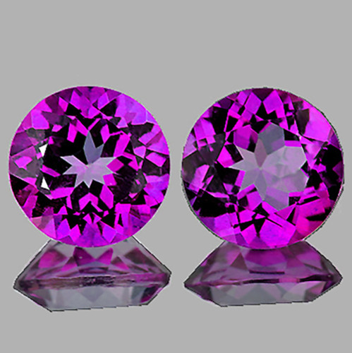 12.00 mm 2 pcs { 14.31 cts } Round Brilliant Cut AAA Fire Intense Purple Topaz Natural {Flawless-VVS1}