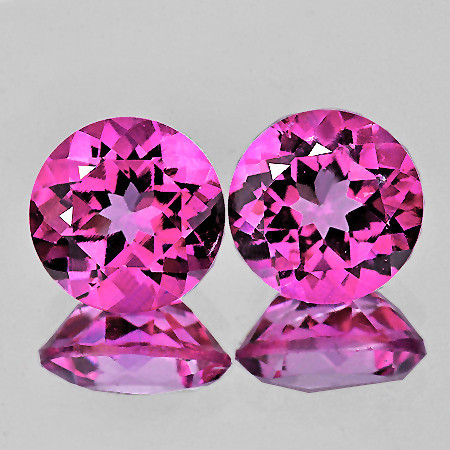 12.00 mm 2 pcs { 15.72 cts } Round Brilliant Cut AAA Fire Natural Pink Topaz {Flawless-VVS1}