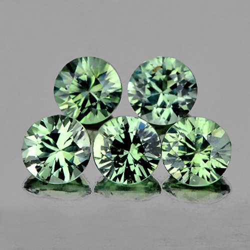 3.50 mm 5 pcs Round Extreme Brilliancy Intense AAA Green Sapphire Natural {Flawless-VVS1}--AAA Grade