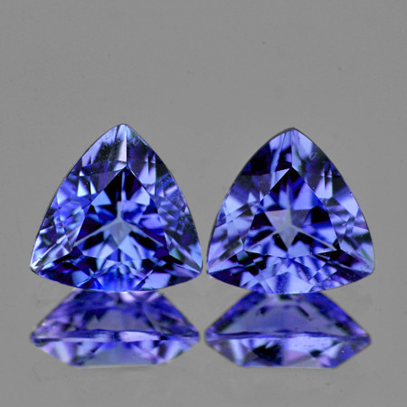4.00 mm 2 pcs Trilliant Brilliant Cut AAA Fire Intense Purple Blue Tanzanite Natural {Flawless-VVS}