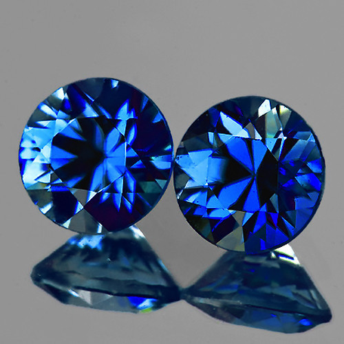 3.80 mm 2 pcs Round Brilliant Cut AAA Fire Intense Blue Sapphire {Flawless-VVS}--AAA Grade