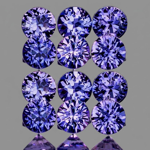 2.50 mm 12 pcs Round Machine Brilliant Cut Natural AAA Violet Blue Sapphire Natural {Flawless-VVS)--AAA Grade