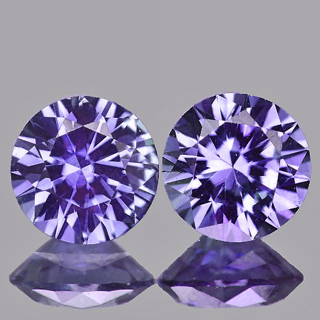 3.50 mm 2 pcs Round Machine Brilliant Cut Natural Violet Blue Sapphire Natural {Flawless-VVS)--AAA Grade