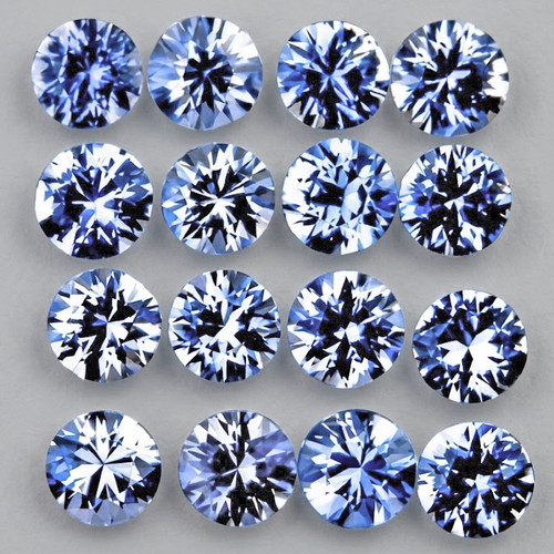 2.20 mm 20 pcs Round Brilliant Cut AAA Fire Natural Ceylon Blue Sapphire {Flawless-VVS}