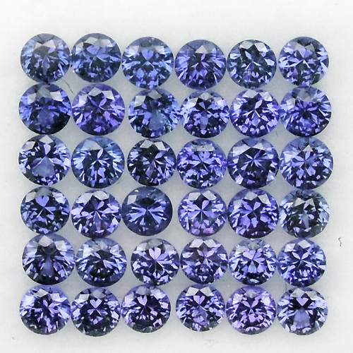 1.80 mm 30 pcs { 1.08 cts } Round Machine Brilliant Cut Natural AAA Violet Blue Sapphire Natural {Flawless-VVS)--AAA Grade