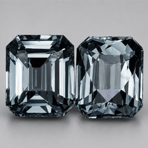 5x4 mm 2pcs { 1.11 cts } Octagon Radiant Cut Extreme Brilliancy Titanium Gray Spinel Natural {Flawless-VVS}--AAA Grade