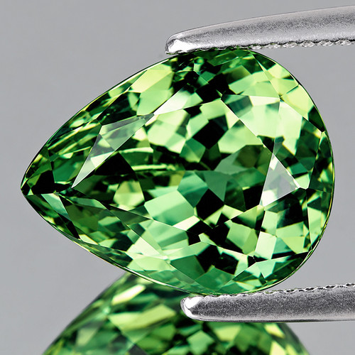 9x7.5 mm { 2.00 cts} Pear Brilliant Cut Extreme Brilliancy Natural Neon Green Apatite {Flawless-VVS}--AAA Grade