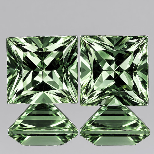 4.00 mm 2 pcs { 0.84 cts } Square Machine Princess Cut Extreme Brilliancy Natural AAA Green Sapphire Madagascar {Flawless-VVS}--AAA Grade