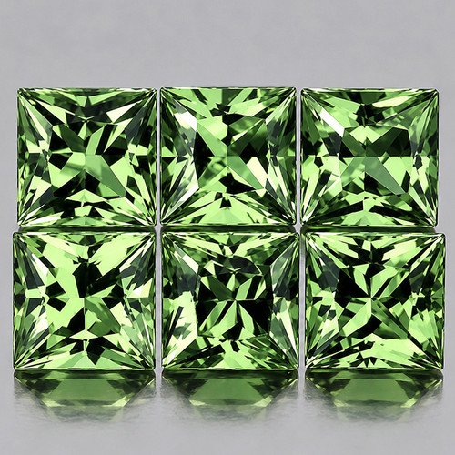 3.00 mm 6 pcs Square Machine Princess Cut Extreme Brilliancy Natural AAA Green Madagascar Sapphire {Flawless-VVS}--AAA Grade