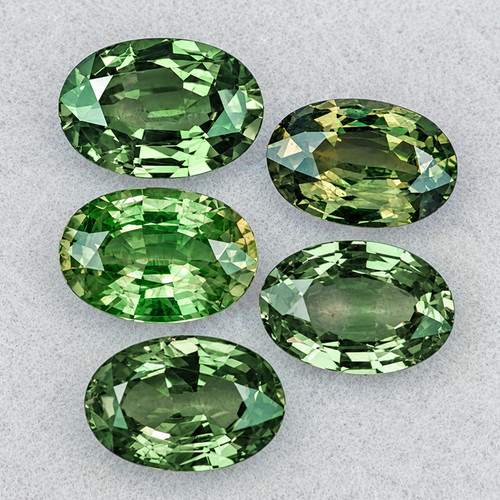 6x4 mm 5 pcs { 2.70 cts } Oval AAA Fire Mix Green Sapphire Natural {Flawless-VVS}