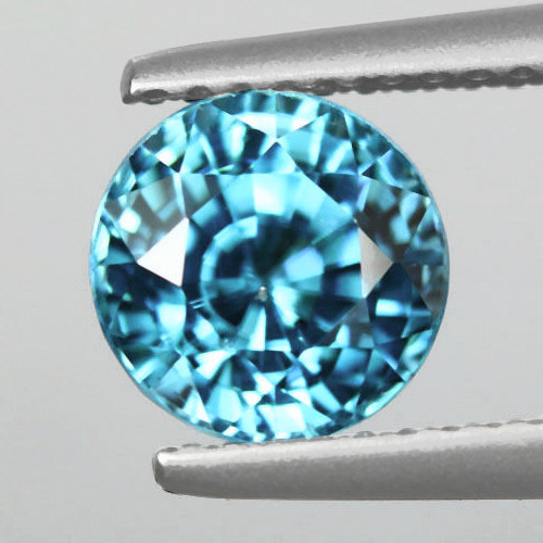 6.50 mm Round Best AAA Fire Seafoam Blue Zircon Natural{Flawless-VVS1}