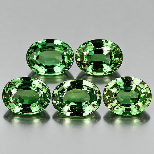 4.5x3.5 mm 5 pcs Oval AAA Fire Natural Green Madagascar Sapphire {Flawless-VVS}--AAA Grade