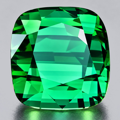 7.5x8 mm { 2.70 cts } Cushion Step Cut Best AAA Neon Intense Green Tourmaline Afghanistan Natural { Flawless-VVS }--AAA Grade