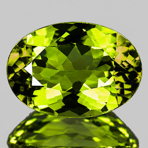 7x5 mm { 0.87 cts} Oval Brilliant Cut Extreme Brilliancy Intense Lemon Green Tourmaline {Flawless-VVS}--AAA Grade