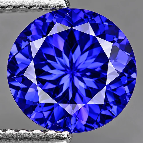 8.00 mm { 2.04 cts} Round Brilliant Cut Extreme Brilliancy Best AAA D Block Purple Blue Tanzanite Natural {Flawless-VVS1}--Premium Grade