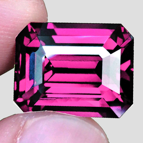 7x5 mm { 1.51 cts } Octagon Emerald Cut AAA Neon Premium Raspberry Pink Rhodolite Garnet Natural (Umbalite) {Flawless-VVS1}--AAA Grade