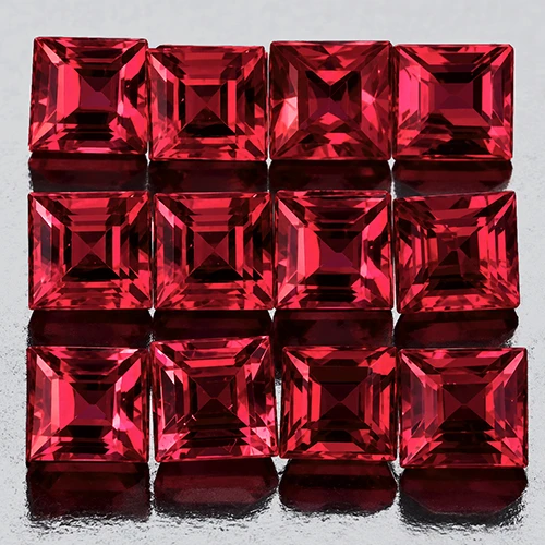 2.20 mm 12 pcs Square AAA Fire Intense Red Burma Ruby Natural {VVS}
