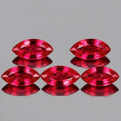 5x2.5 mm 5 pcs Marquise AAA Fire Intense Red Burma Ruby Natural {VVS}--AAA Grade