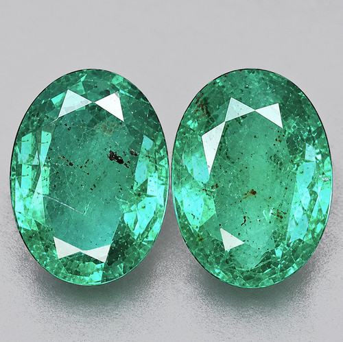 7x5 mm 2 pc Oval AAA Fire Natural Blue Green Emerald