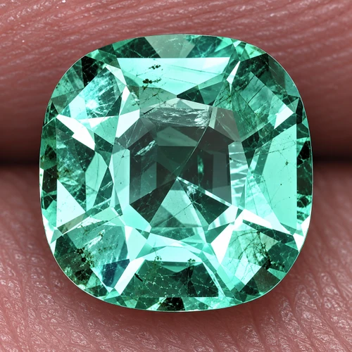 4.00 mm Cushion Best AAA Neon Natural AAA Blue Green Emerald { VVS }--AAA Grade