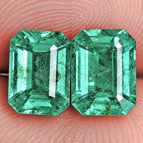 7x5 mm 2pcs  Octagon Emerald Cut AAA Neon Natural Blue Green Emerald
