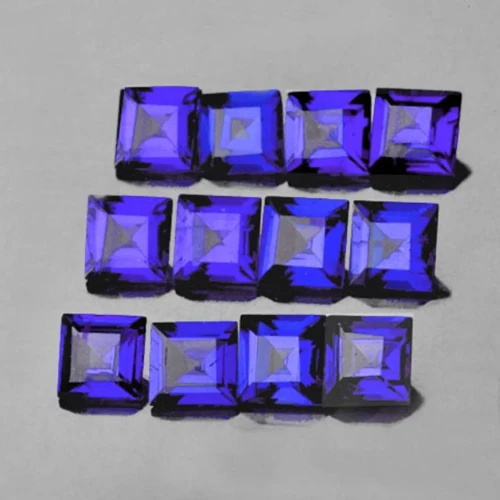3.50 mm 12 pcs Square AAA Fire Intense Bluish Violet Iolite Natural {Flawless-VVS}