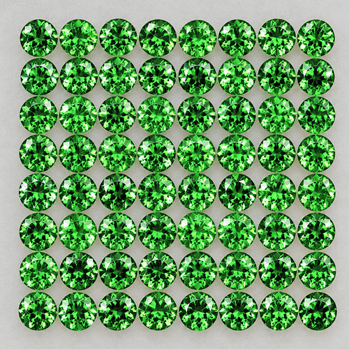 1.00 mm 100 pcs Round Machine Brilliant Cut Extreme Brilliancy Natural Chrome Green Diopside {Flawless-VVS}