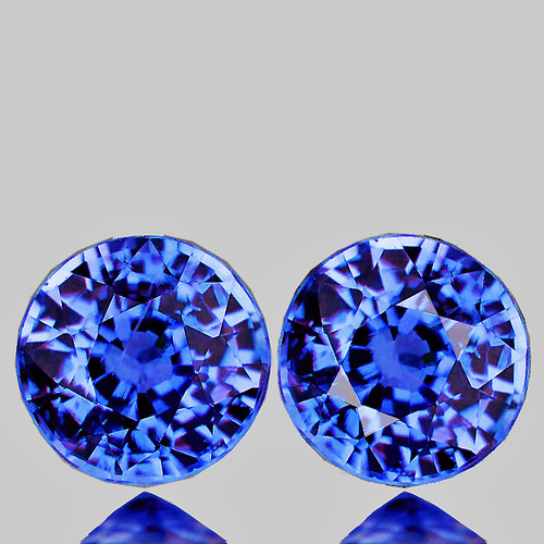 4.30 mm 2 pcs Round Extreme Brilliancy Intense Ceylon Blue Sapphire Natural {Flawless-VVS}--AAA Grade