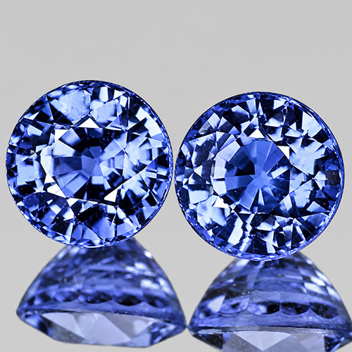4.80 mm 2 pcs { 1.01 cts } Round Extreme Brilliancy Natural AAA Ceylon Blue Sapphire {Flawless-VVS}--AAA Grade