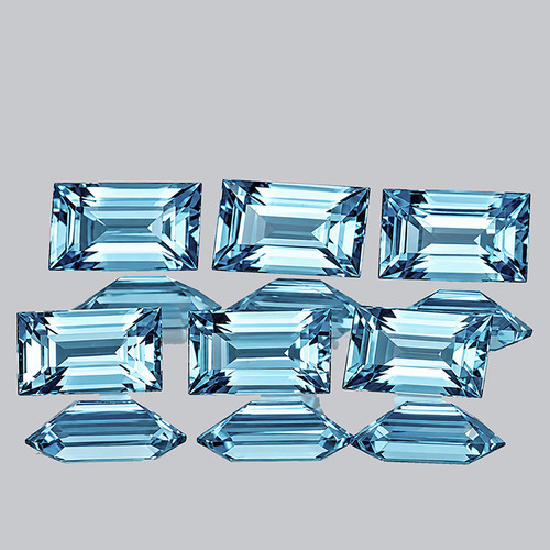 5x3 mm 6 pcs Baguette Machine Emerald Cut AAA Neon Natural Santa Maria Blue Aquamarine {Flawless-VVS}--AAA Grade