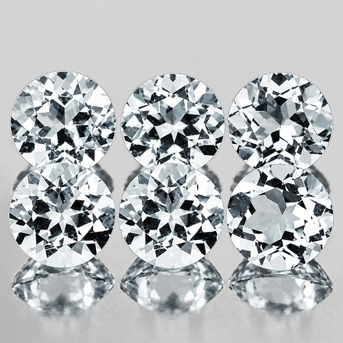 3.80 mm 6 pcs Round Machine Brilliant Cut Extreme Brilliancy Natural Colorless Goshenite (White Beryl ) {Flawless-VVS}