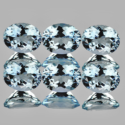 5x4 mm 6 pcs Oval Brilliant Cut AAA Fire Natural Sky Blue Aquamarine {Flawless-VVS}