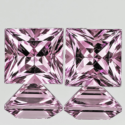 5.00 mm 2pcs Square Machine Princess Cut Extreme Brilliancy Natural Pink Sapphire {Flawless-VVS}--AAA Grade