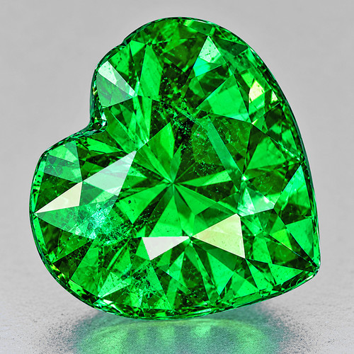 7.50mm { 1.42 cts} Heart AAA Fire Intense Chrome Green Tsavorite Garnet Natural