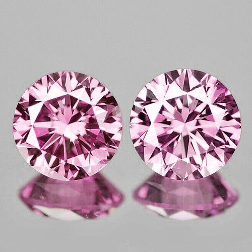 4.00 mm 2pcs Round Machine Brilliant Cut Extreme Brilliancy Natural AAA Pink Sapphire {Flawless-VVS}--AAA Grade