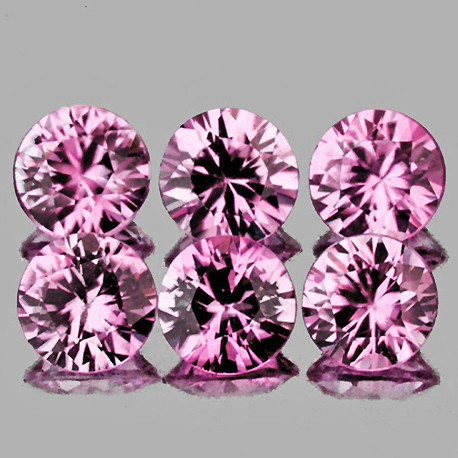 3.00 mm 6 pcs Round Machine Brilliant Cut Extremely Brilliancy Natural AAA Pink Sapphire {Flawless-VVS}--AAA Grade