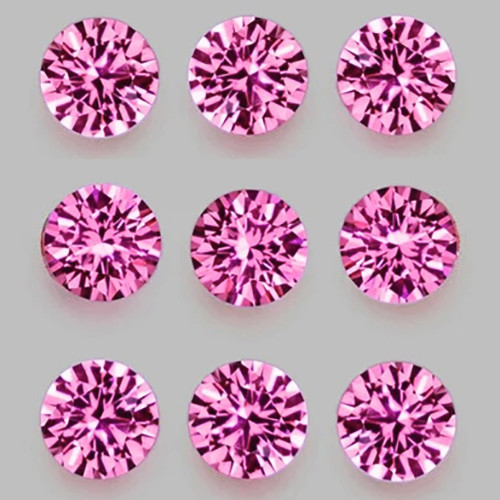2.80 mm 9 pcs Round Machine Brilliant Cut Extreme Brilliancy Intense Pink Sapphire Natural {Flawless-VVS}-AAA Grade