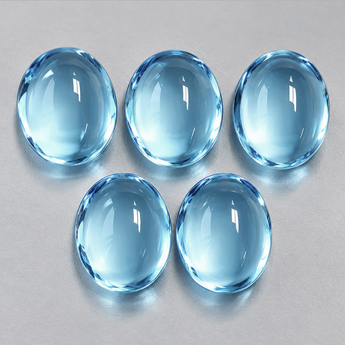 7x5 mm 5 pcs Oval Cabochon Best Polish Natural Sky Blue Topaz {Flawless-VVS1}