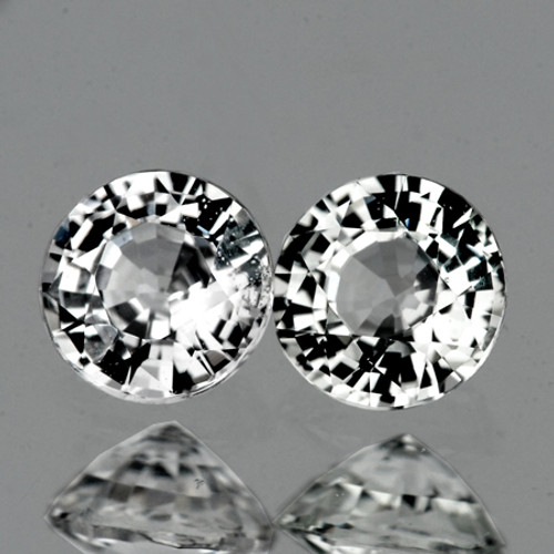 4.20 mm 2 pcs Round AAA Fire Natural White Sapphire {Flawless-VVS}