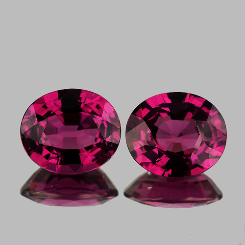 9x7.5 mm 2pcs Oval  AAA Fire AAA Raspberry Pink Rhodolite Garnet Natural (Umbalite) {Flawless-VVS1}