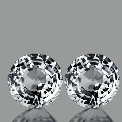 3.50 mm 2 pcs Round AAA Fire Natural White Sapphire {Flawless-VVS1}