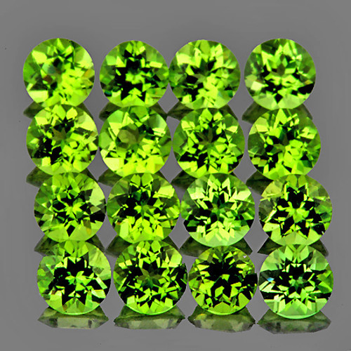 4.00 mm 16 pcs Round Best AAA Fire Natural AAA Green Peridot {Flawless-VVS1}