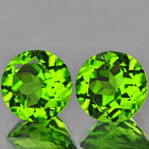 7.00 mm 2 pcs Round Best AAA Green Peridot Natural {Flawless-VVS1}