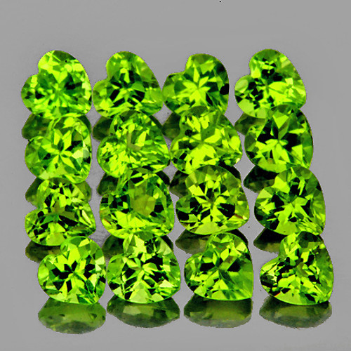 4.00 mm 16 pcs Heart AAA Fire AAA Green Peridot Natural {Flawless-VVS1}