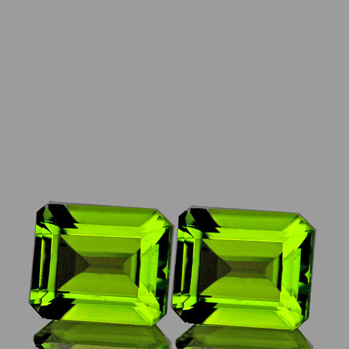 9x7 mm 2 pcs Rectangle AAA Fire AAA Green Peridot Natural {Flawless-VVS1}